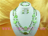 12mm green coin shell pearl jewelry necklace set
